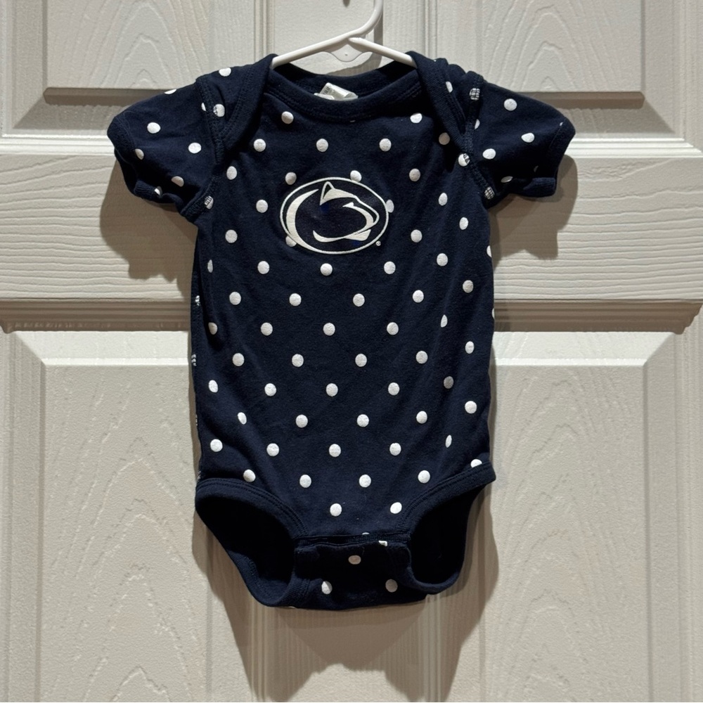 Penn State Baby Girl 12 Months Blue Polka Dot Short Sleeve Bodysuit